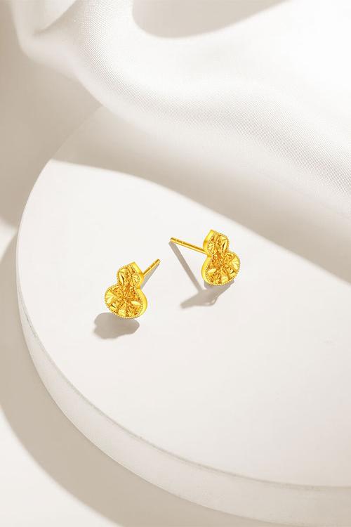 潮宏基足金5g黄金耳钉女计价 葫芦 eeg30003125 一对款约2.3g【报价